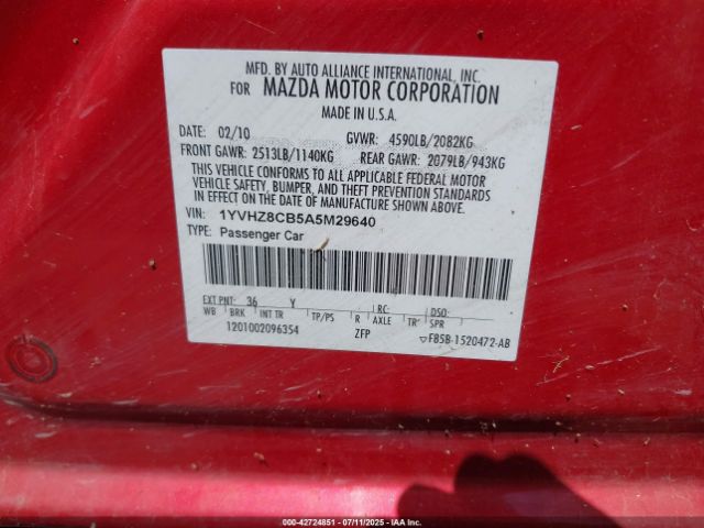 2010 MAZDA MAZDA6 1YVHZ8CB5A5M29640 Photo 8