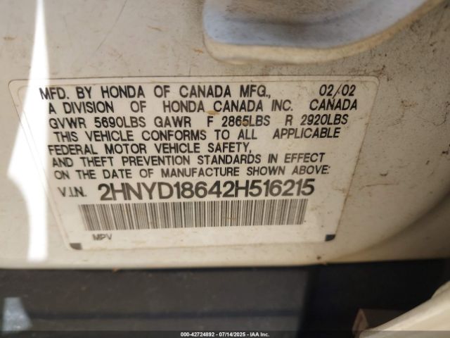 2002 ACURA MDX 2HNYD18642H516215 Photo 8