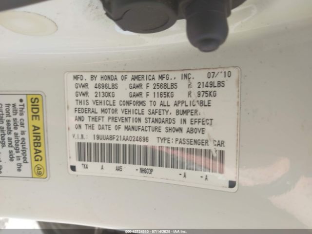 2010 ACURA TL 19UUA8F21AA024696 Photo 8
