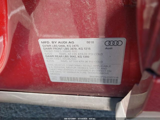 2018 AUDI Q5 WA1BNAFY8J2207118 Photo 8