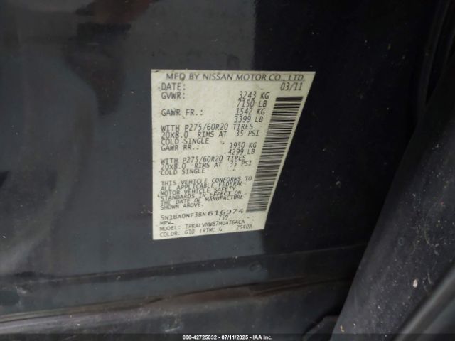 2011 NISSAN ARMADA 5N1BA0NF3BN616974 Photo 8