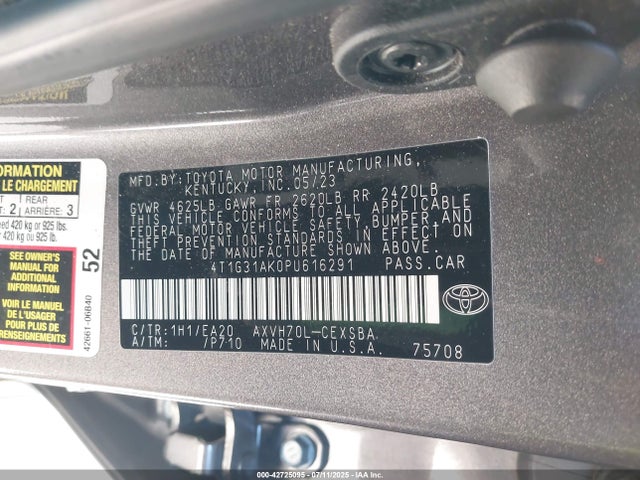 Toyota a25a-fxs, 3nm 2023 4T1G31AK0PU616291 Image 9