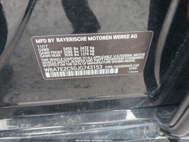 2018 BMW 740I WBA7E2C50JG743153 Photo 8
