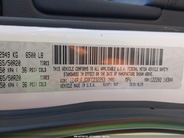 2015 JEEP GRAND CHEROKEE 1C4RJEJG8FC232253 Photo 8