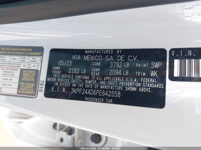 3KPF24AD6PE642558 KIA mpi nu