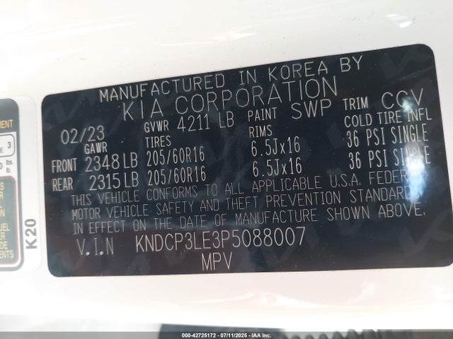 KIA gdi kappa pe 2023 KNDCP3LE3P5088007 Image 9