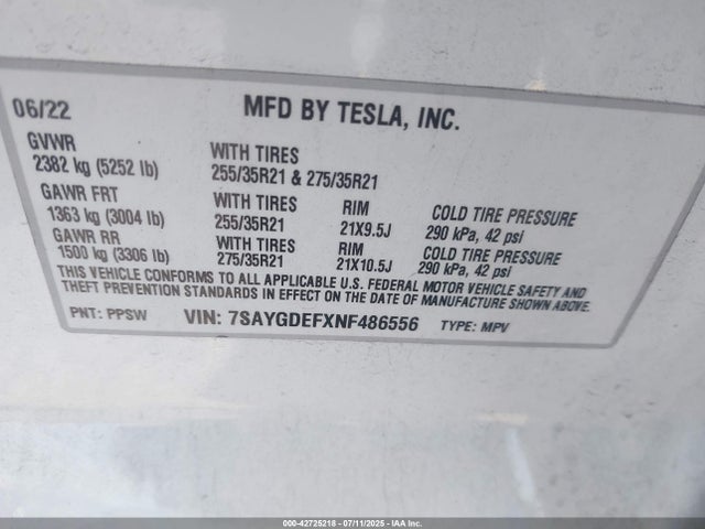 2022 TESLA MODEL Y 7SAYGDEFXNF486556 Photo 8
