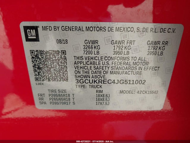 3GCUKREC4JG511002 Chevrolet l83 - sidi: spark ignited direct injection, vvt: variable valve timing, afm, e85 max, alum