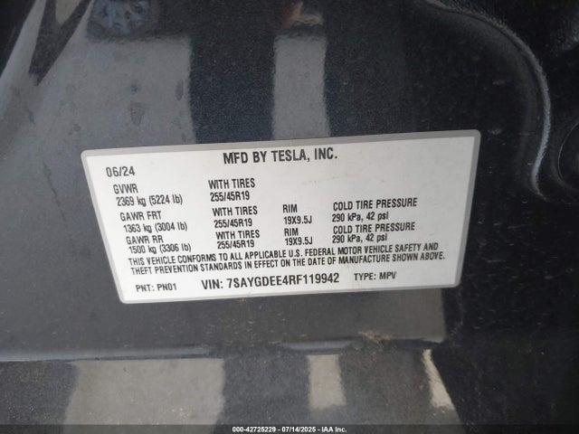 2024 TESLA MODEL Y 7SAYGDEE4RF119942 Photo 8