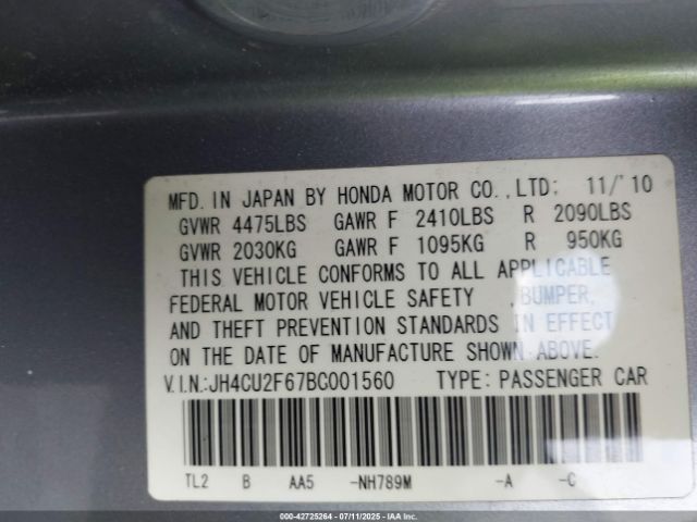 2011 ACURA TSX JH4CU2F67BC001560 Photo 8