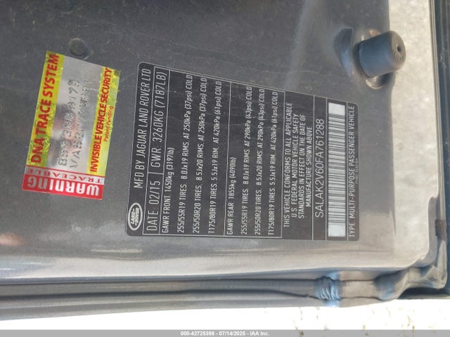 SALAK2V60FA761288 Land Rover super-charged lev2 ulev