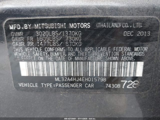 2014 MITSUBISHI MIRAGE ML32A4HJ4EH015798 Photo 8