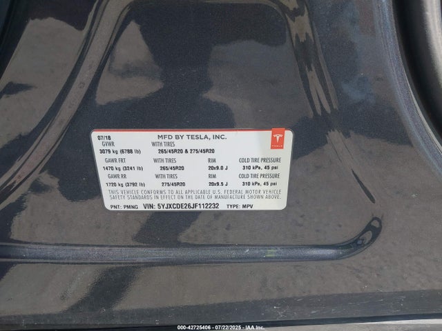 2018 TESLA MODEL X 5YJXCDE26JF112232 Photo 8