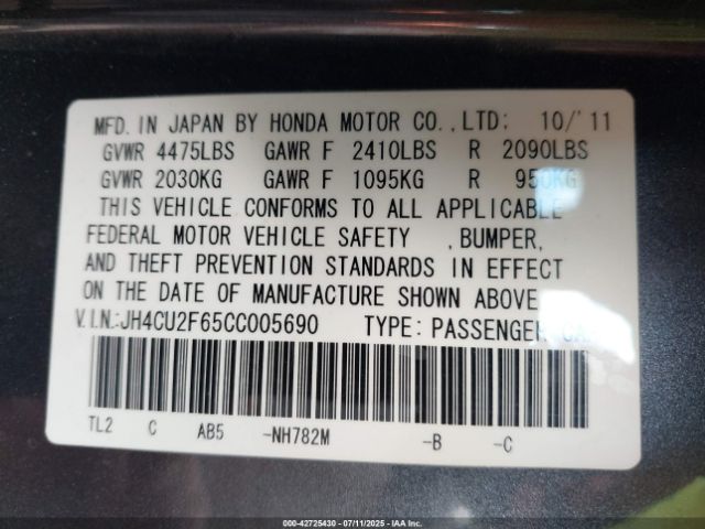 2012 ACURA TSX JH4CU2F65CC005690 Photo 8