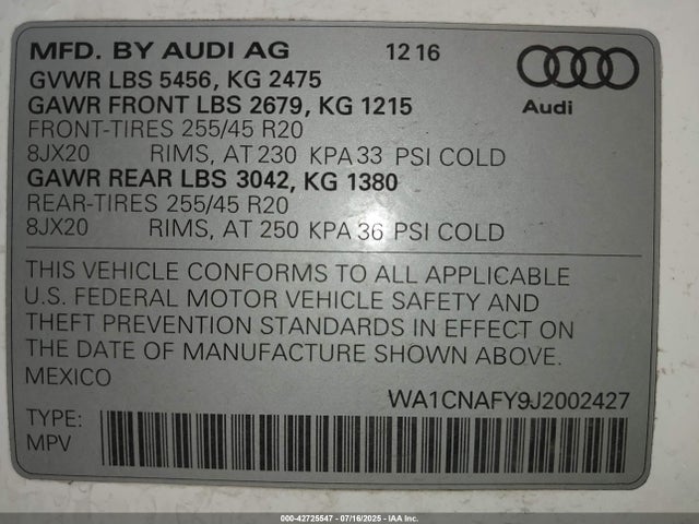2018 AUDI Q5 WA1CNAFY9J2002427 Photo 8