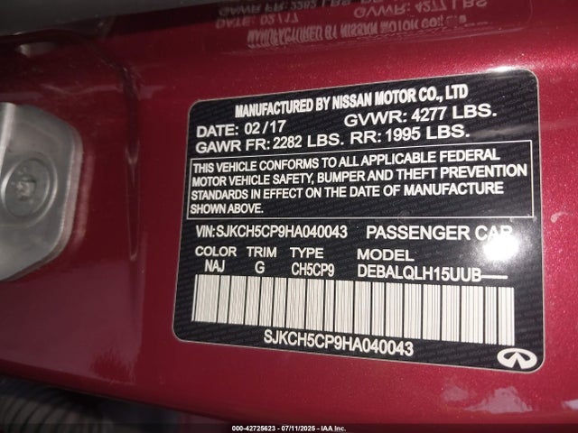 Infiniti m27020 2017 SJKCH5CP9HA040043 Image 9