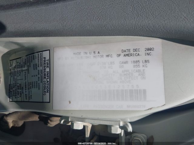 2003 MITSUBISHI GALANT 4A3AA46G53E125755 Photo 8