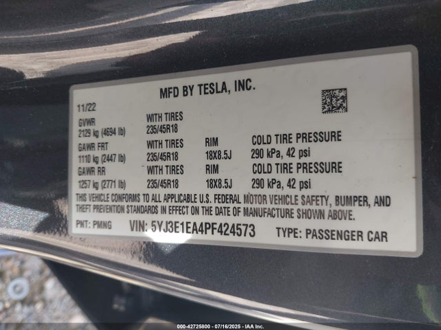 2023 TESLA MODEL 3 5YJ3E1EA4PF424573 Photo 8