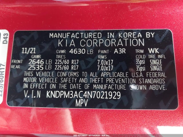 KIA gdi theta-ii 2022 KNDPM3AC4N7021929 Image 9