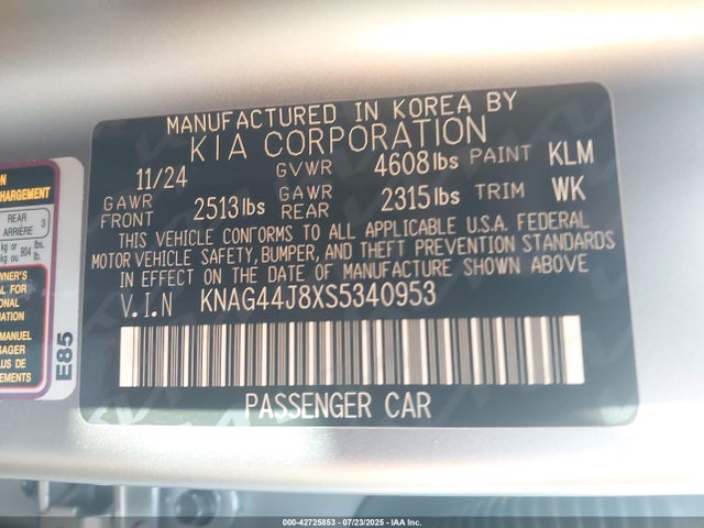 KNAG44J8XS5340953 KIA t-gdi theta iii