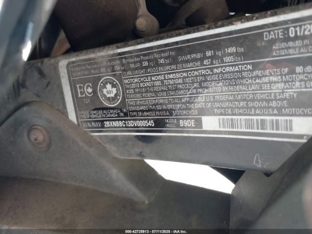 2013 CAN-AM SPYDER ROADSTER 2BXNBBC13DV000545 Photo 9