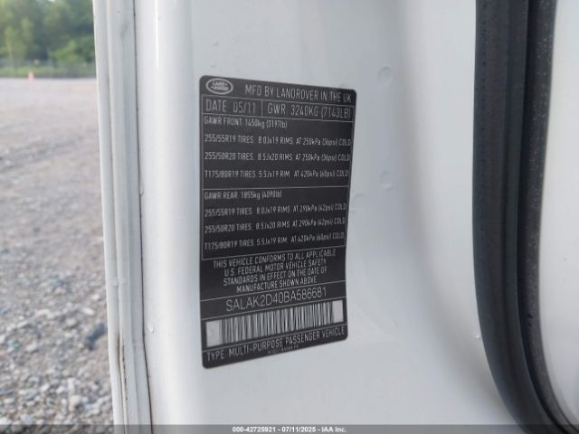 2011 LAND ROVER LR4 SALAK2D40BA586681 Photo 8