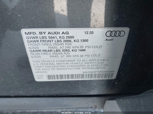 2021 AUDI Q5 WA1E2AFY9M2044909 Photo 8
