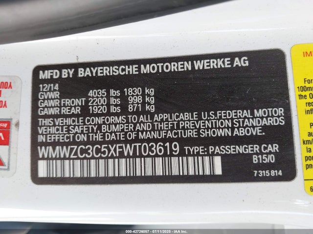 2015 MINI COUNTRYMAN WMWZC3C5XFWT03619 Photo 8