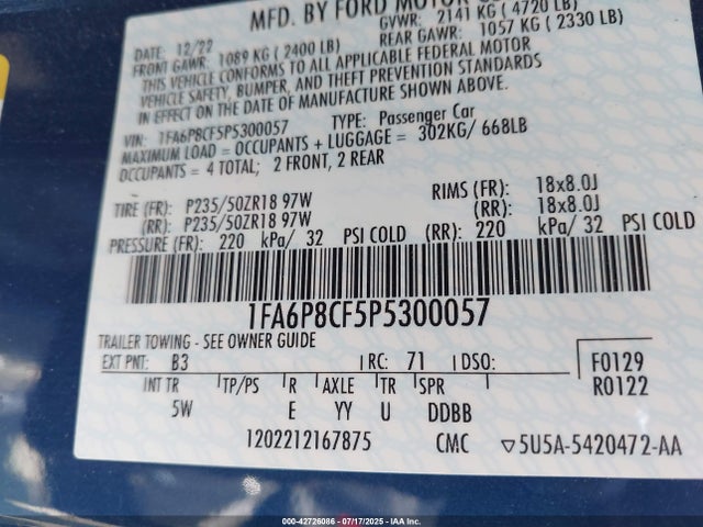 Ford tivct 2023 1FA6P8CF5P5300057 Image 9
