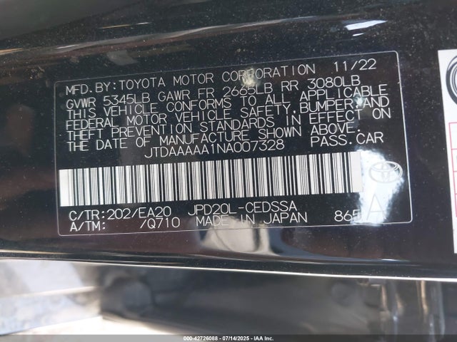Toyota 3km 2022 JTDAAAAA1NA007328 Image 9