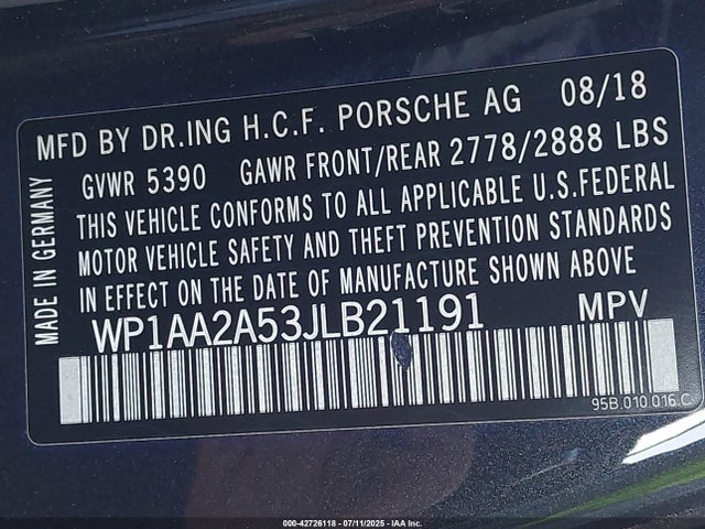 2018 PORSCHE MACAN WP1AA2A53JLB21191 Photo 8