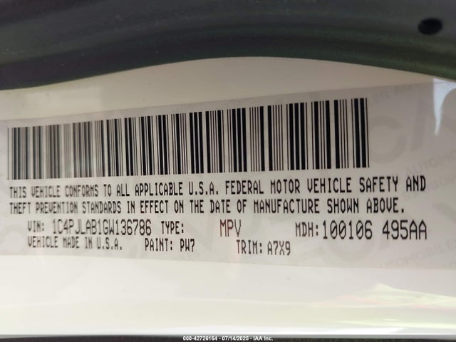 1C4PJLAB1GW136786 Jeep 2016