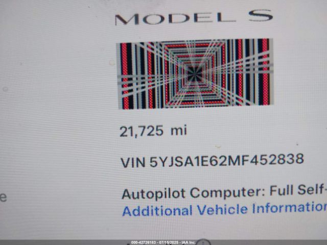2021 TESLA MODEL S 5YJSA1E62MF452838 Photo 6
