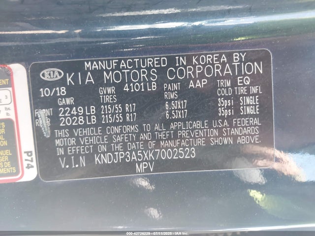 KIA g gdi 2019 KNDJP3A5XK7002523 Image 9