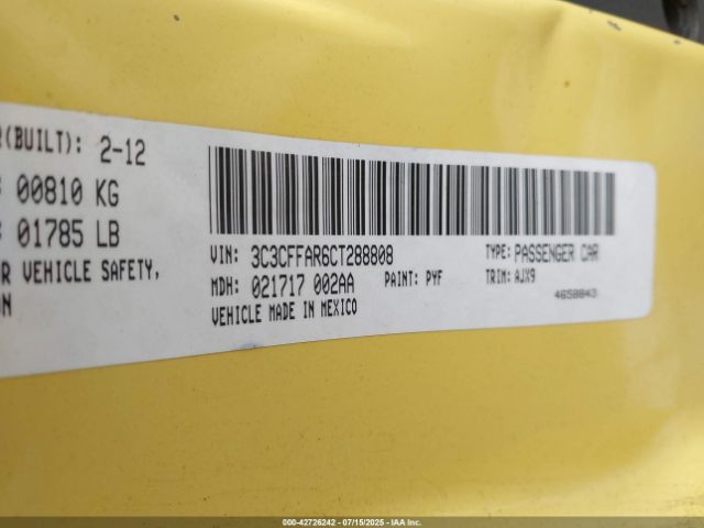 2012 FIAT 500 3C3CFFAR6CT288808 Photo 8