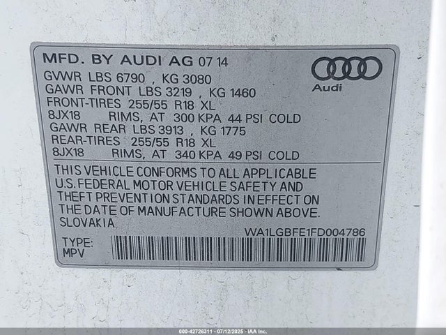 2015 AUDI Q7 WA1LGBFE1FD004786 Photo 8