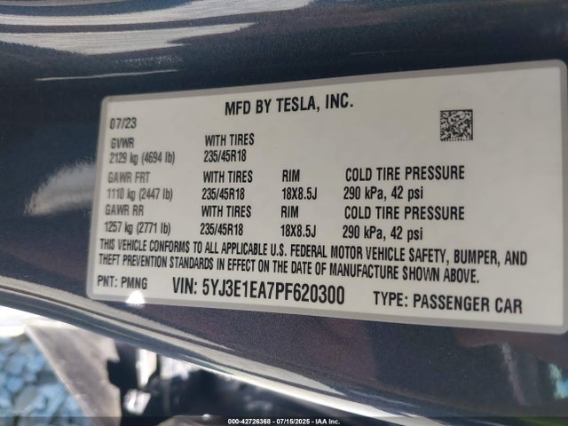 2023 TESLA MODEL 3 5YJ3E1EA7PF620300 Photo 8