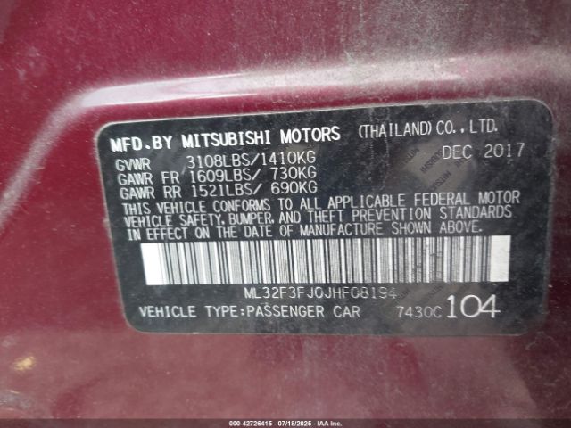 2018 MITSUBISHI MIRAGE G4 ML32F3FJ0JHF08194 Photo 8