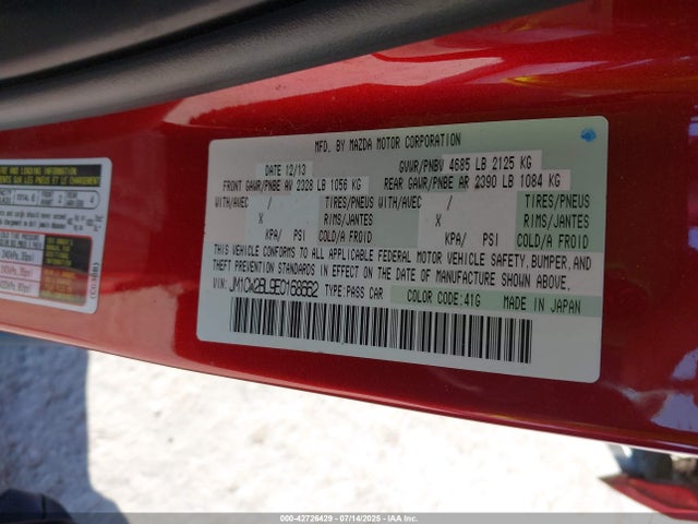 JM1CW2BL9E0168662 Mazda l5x