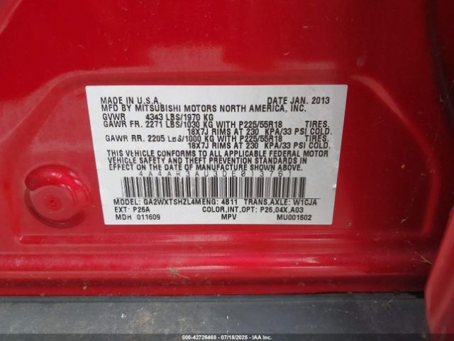 2013 MITSUBISHI OUTLANDER SPORT 4A4AR3AU3DE013761 Photo 8