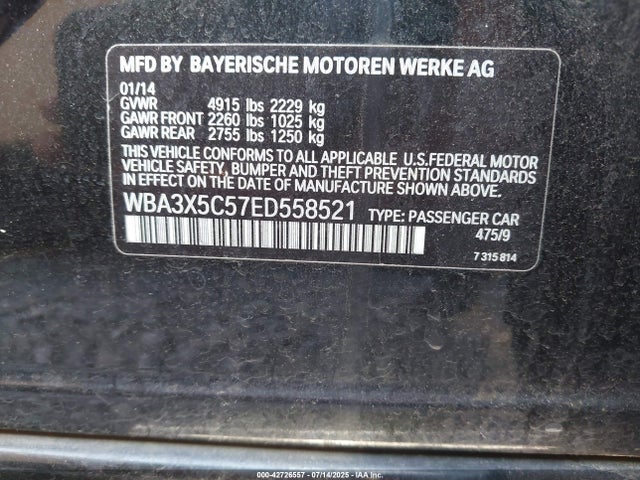 WBA3X5C57ED558521 BMW 328I