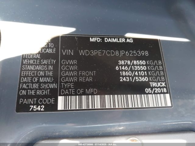 2018 MERCEDES-BENZ SPRINTER 2500 WD3PE7CD8JP625398 Photo 8