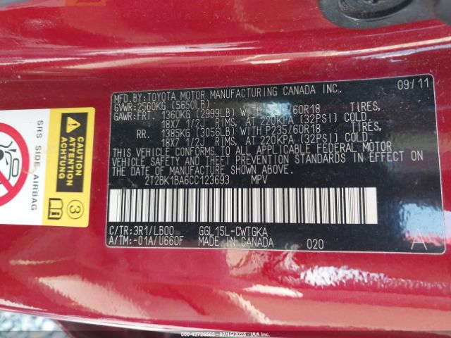 2012 LEXUS RX 350 2T2BK1BA6CC123693 Photo 8