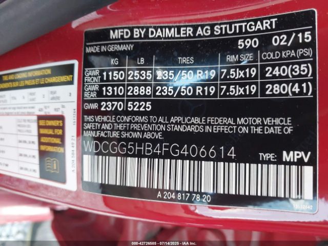 2015 MERCEDES-BENZ GLK 350 WDCGG5HB4FG406614 Photo 8