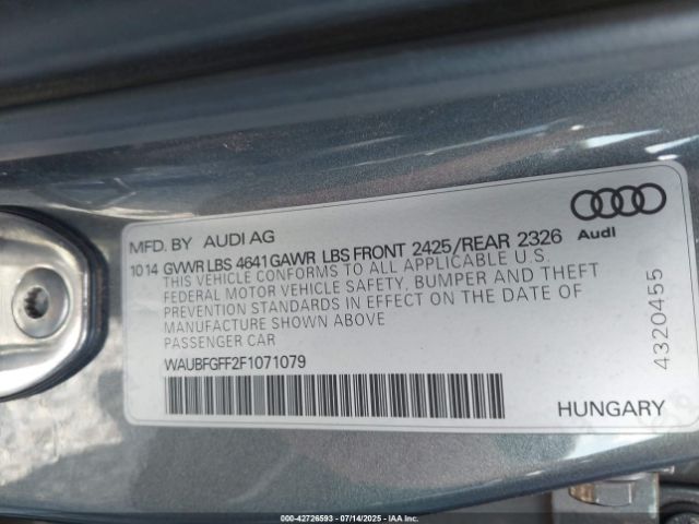 2015 AUDI S3 WAUBFGFF2F1071079 Photo 8