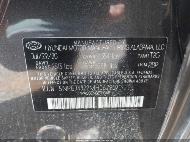 2021 HYUNDAI SONATA 5NPEJ4J22MH062907 Photo 8