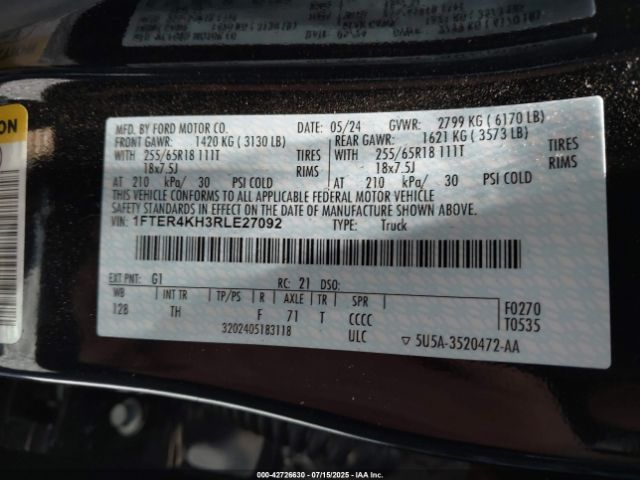 2024 FORD RANGER 1FTER4KH3RLE27092 Photo 8