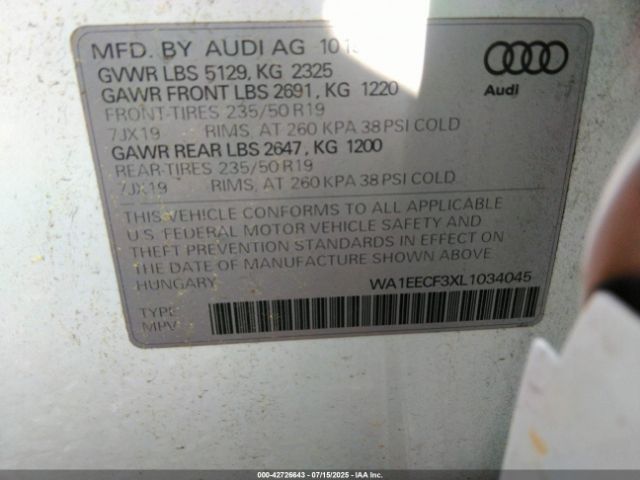 2020 AUDI Q3 WA1EECF3XL1034045 Photo 8