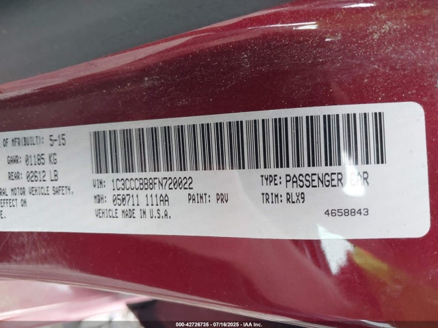 1C3CCCBB8FN720022 Chrysler 2015