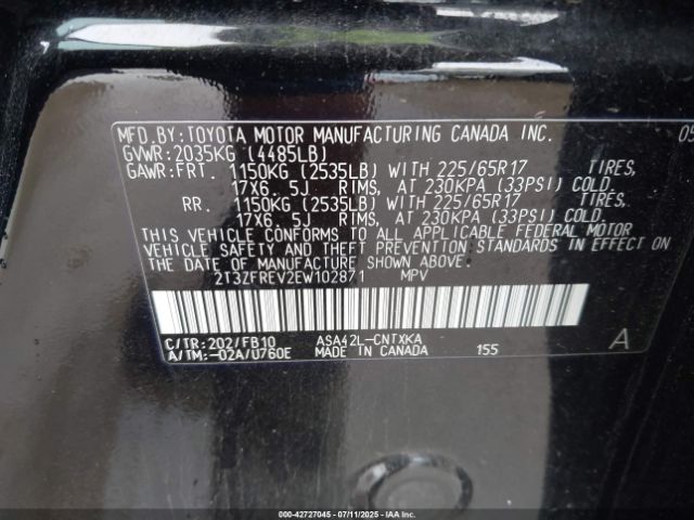 2014 TOYOTA RAV4 2T3ZFREV2EW102871 Photo 8